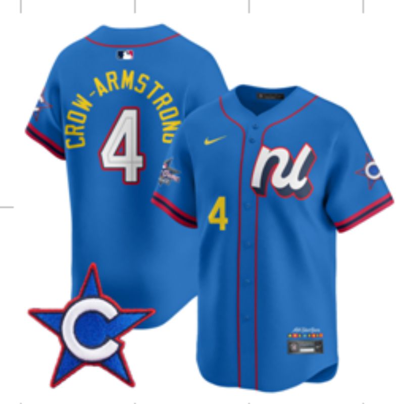 Men 2025 Chicago Cubs #4 Crow-Armstrong Blue All star Nike MLB Jersey style 7